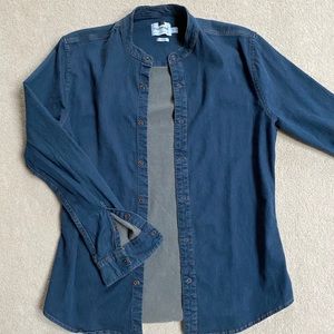 Topman Denim Button-up LS Shirt